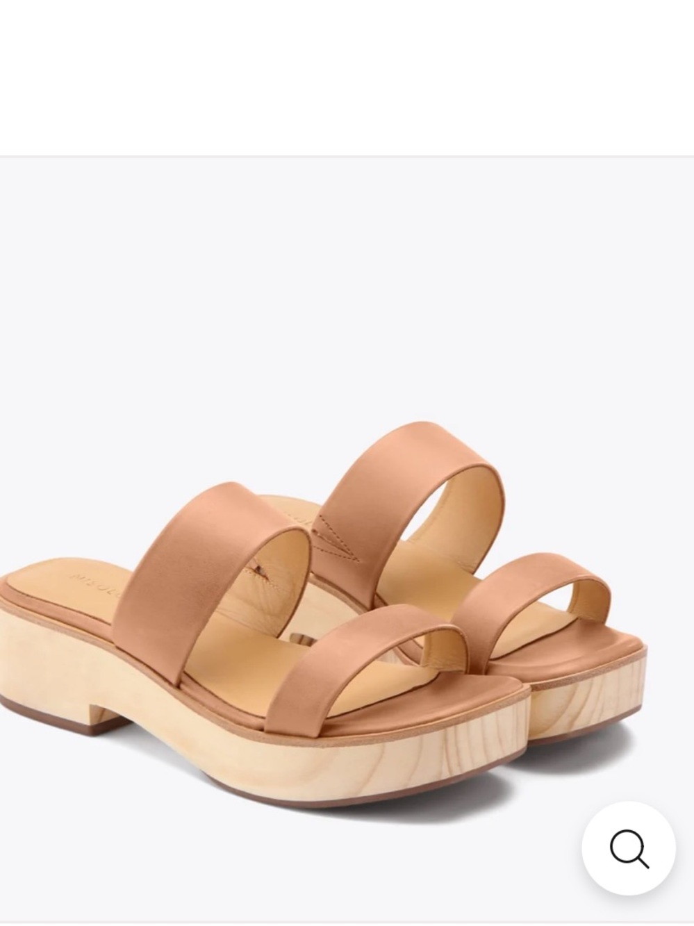 Nisolo Ellie Almond Leather Woodgrain Platform Slip On Minimalist Clogs Sz 8
